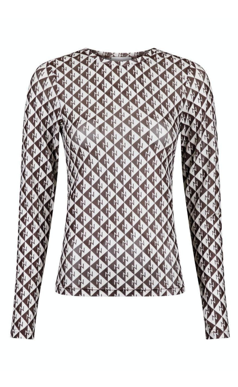 Neo Noir Blouse - Ella Triangle Lego Mesh - Mocca
