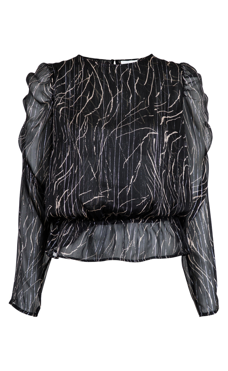 Neo Noir Bluse - Karina Slim Graphic - Black