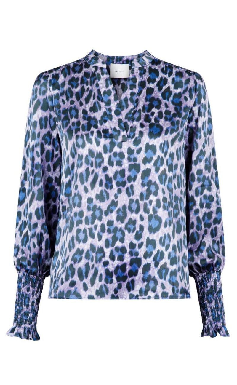 Neo Noir Bluse - Landa Leo Frenzy - Blue Wave