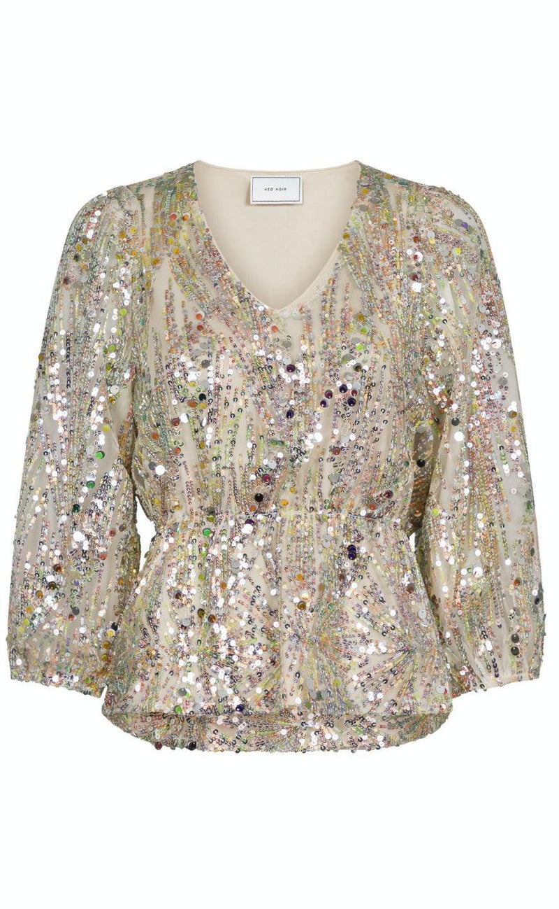 Neo Noir Bluse - Mina Multi Sequins - Champagne