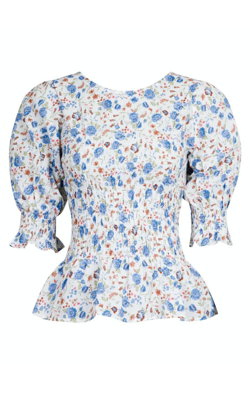 Neo Noir Bluse - Thea - Big flower