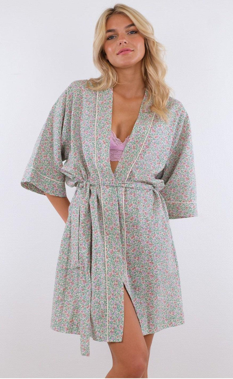 Neo Noir Kimono - Somora Floral - Light Green