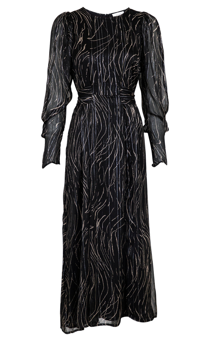 Neo Noir Kjole - Vivian Slim Graphic - Black