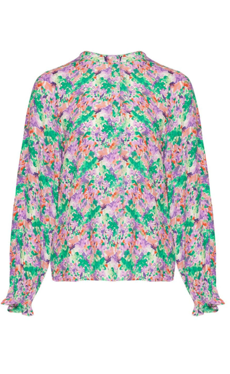 Noella Bluse - Miu - Lilac/Green Blurry Flower