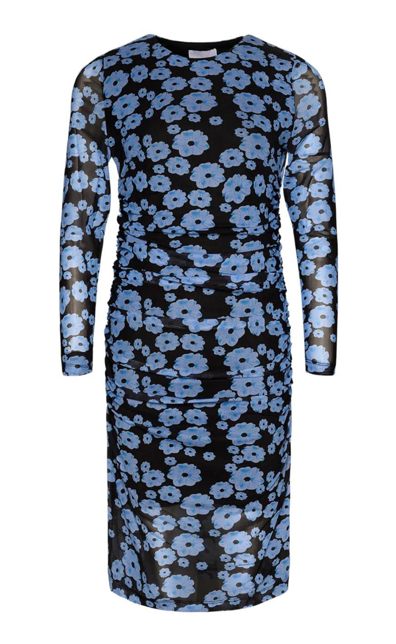 Noella Kjole - Eya Mesh - Black/Blue Flower
