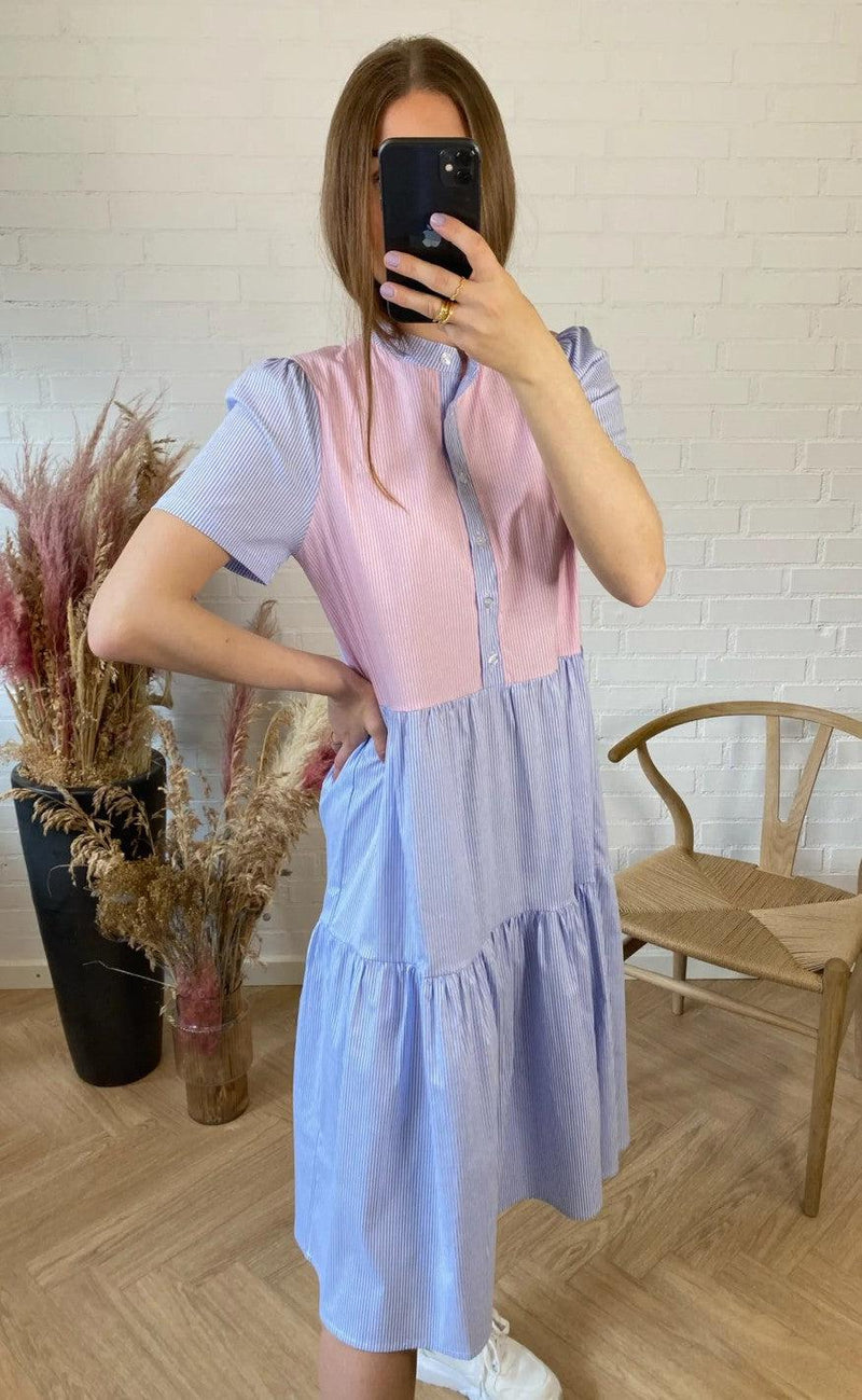 Noella Kjole - Lipe - Blue/Rose Stripe
