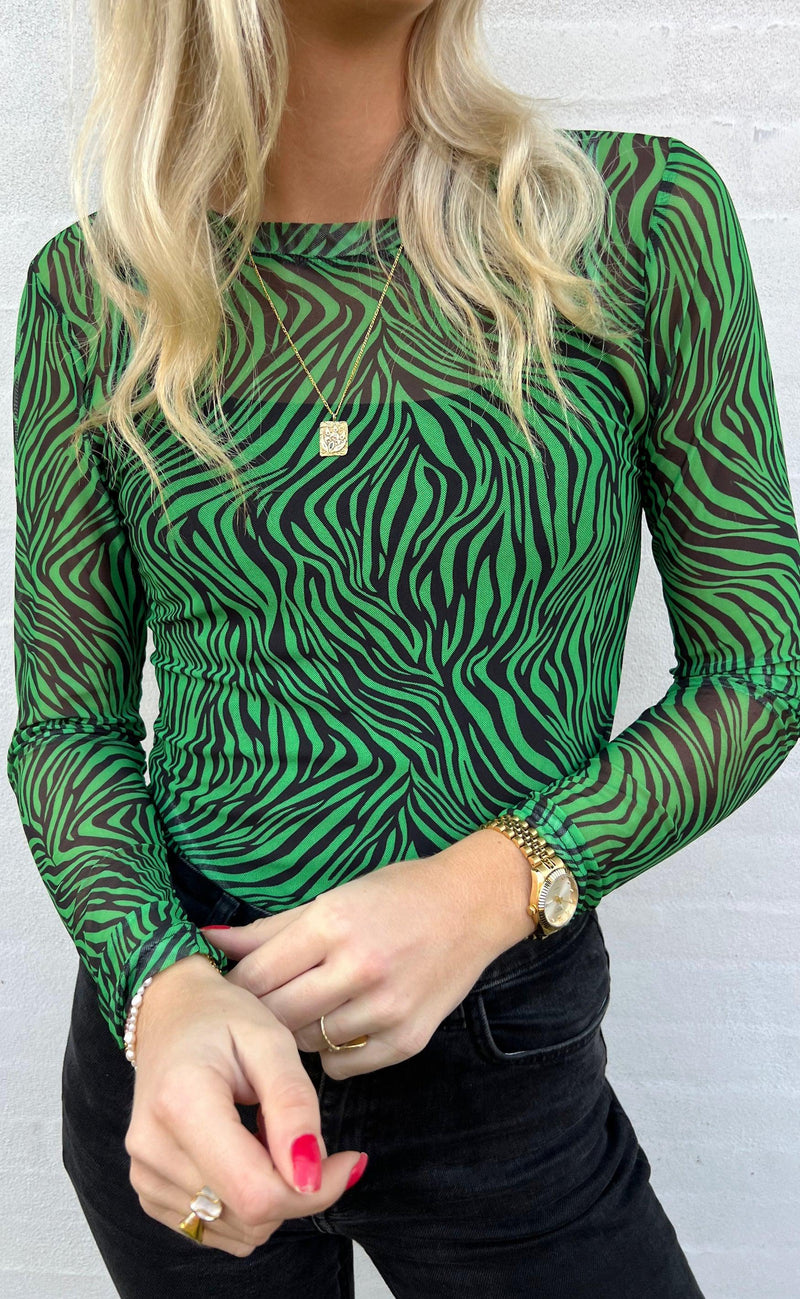 Say INA Copenhagen Bluse - Sofia - Green Zebra