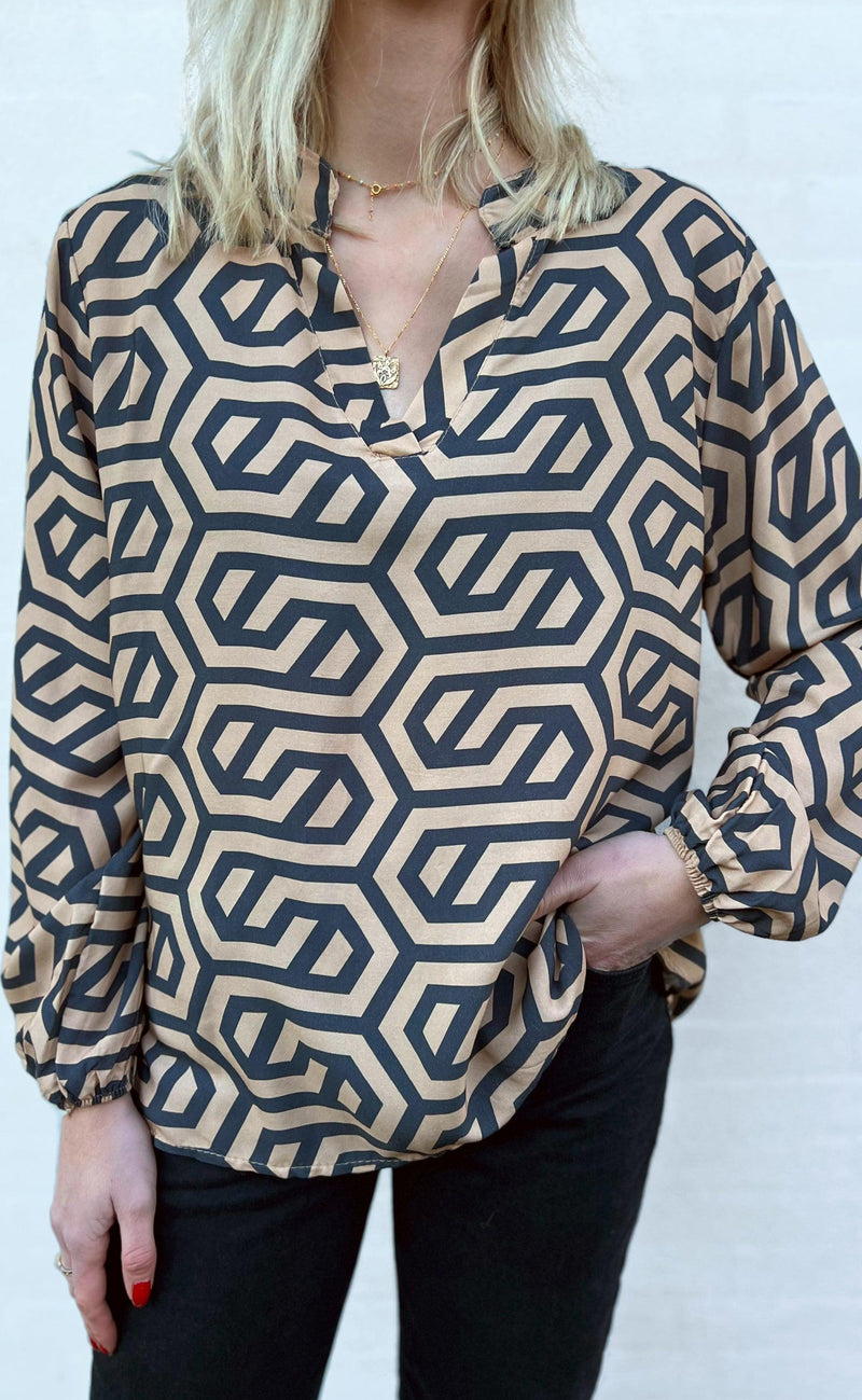 Say INA Copenhagen Bluse - Vera - Brown/Black Lines