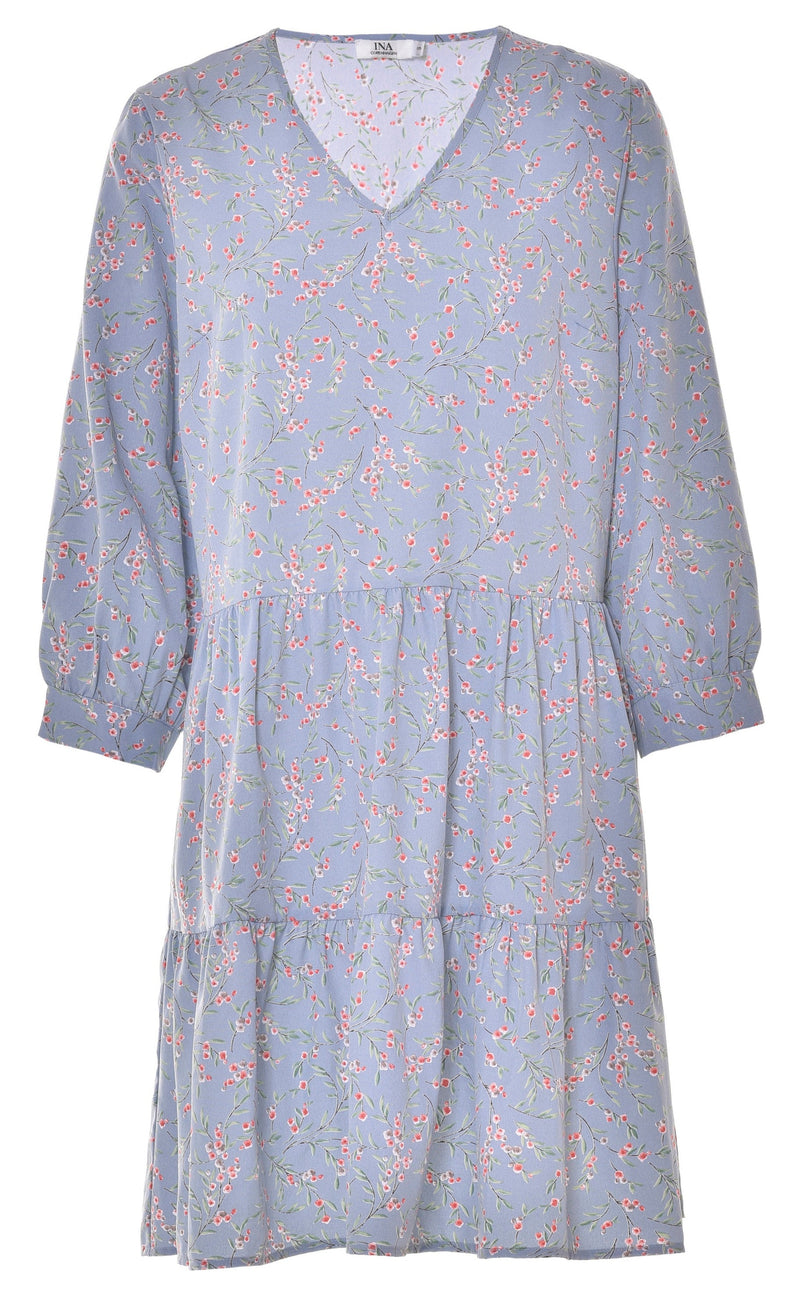 Say INA Copenhagen Kjole - Camille - Blue / Rose Flower