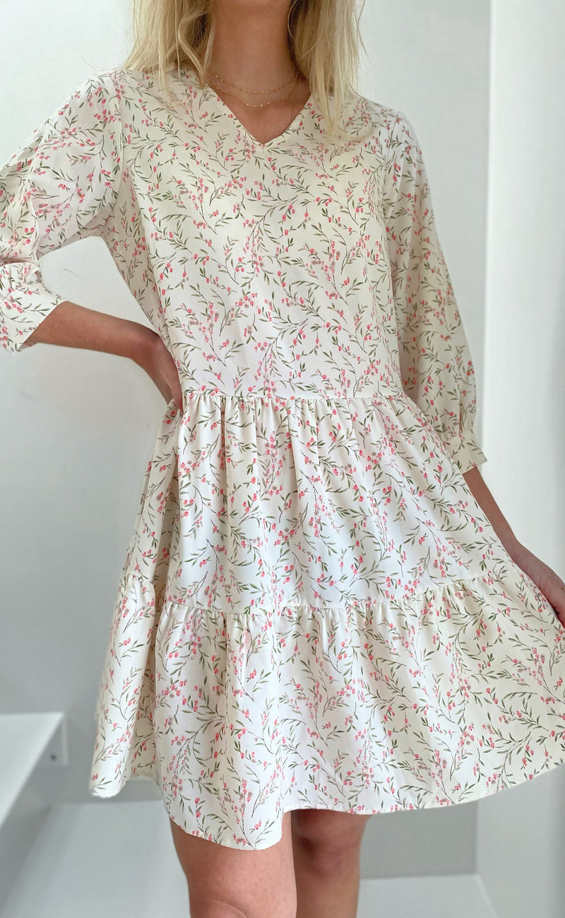 Say INA Copenhagen Kjole - Camille - White / Rose Flower