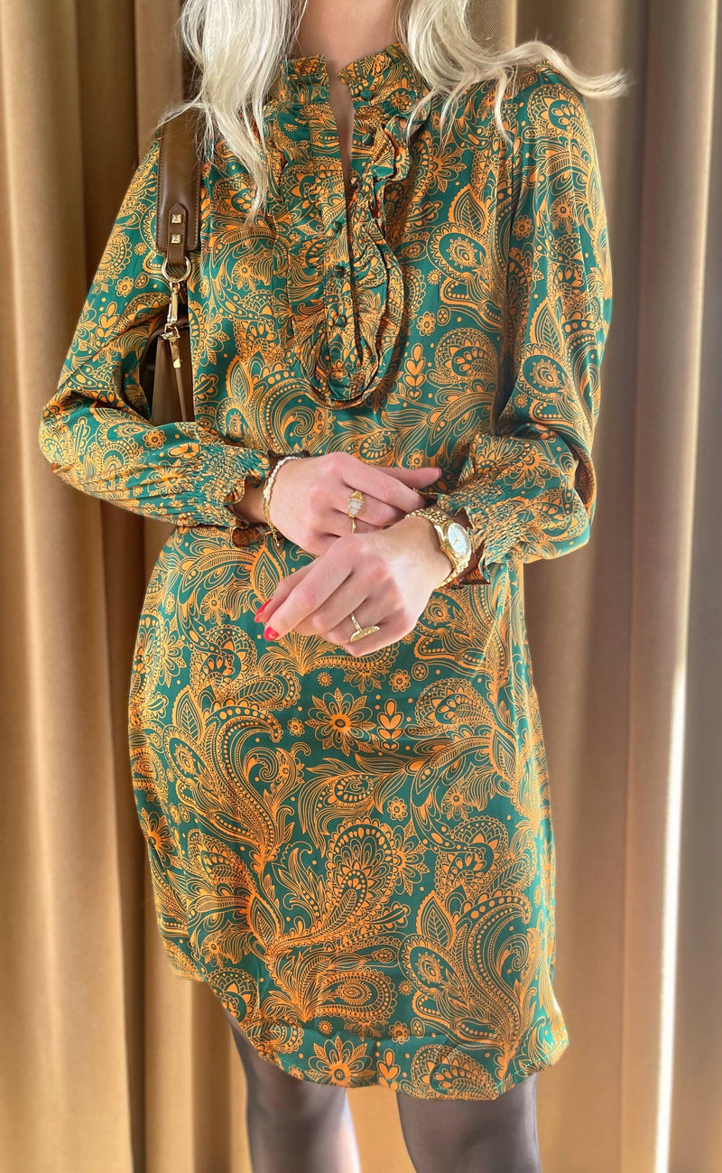 Say INA Copenhagen Kjole - Cilla - Green/Orange