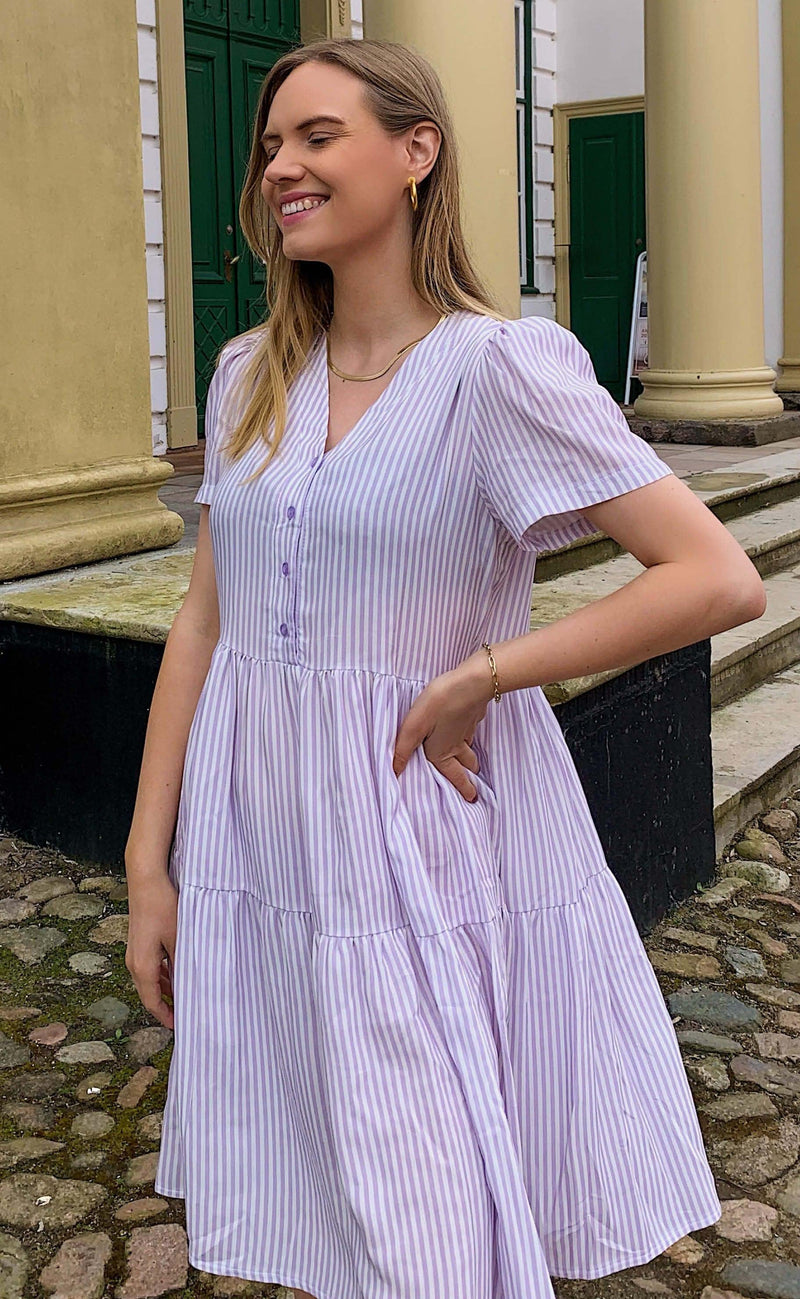 Say INA Copenhagen Kjole - Kia - Purple Stripe