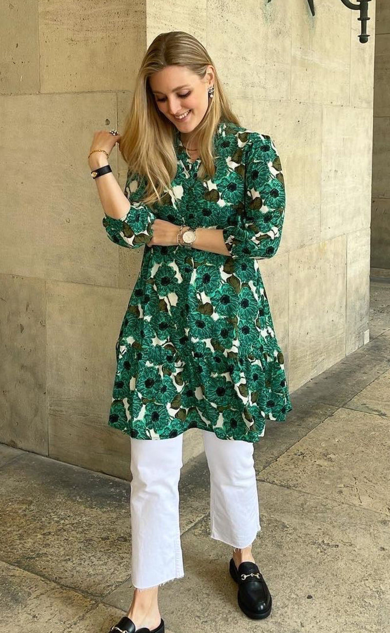 Say INA Copenhagen Kjole - Mali - Green Flower