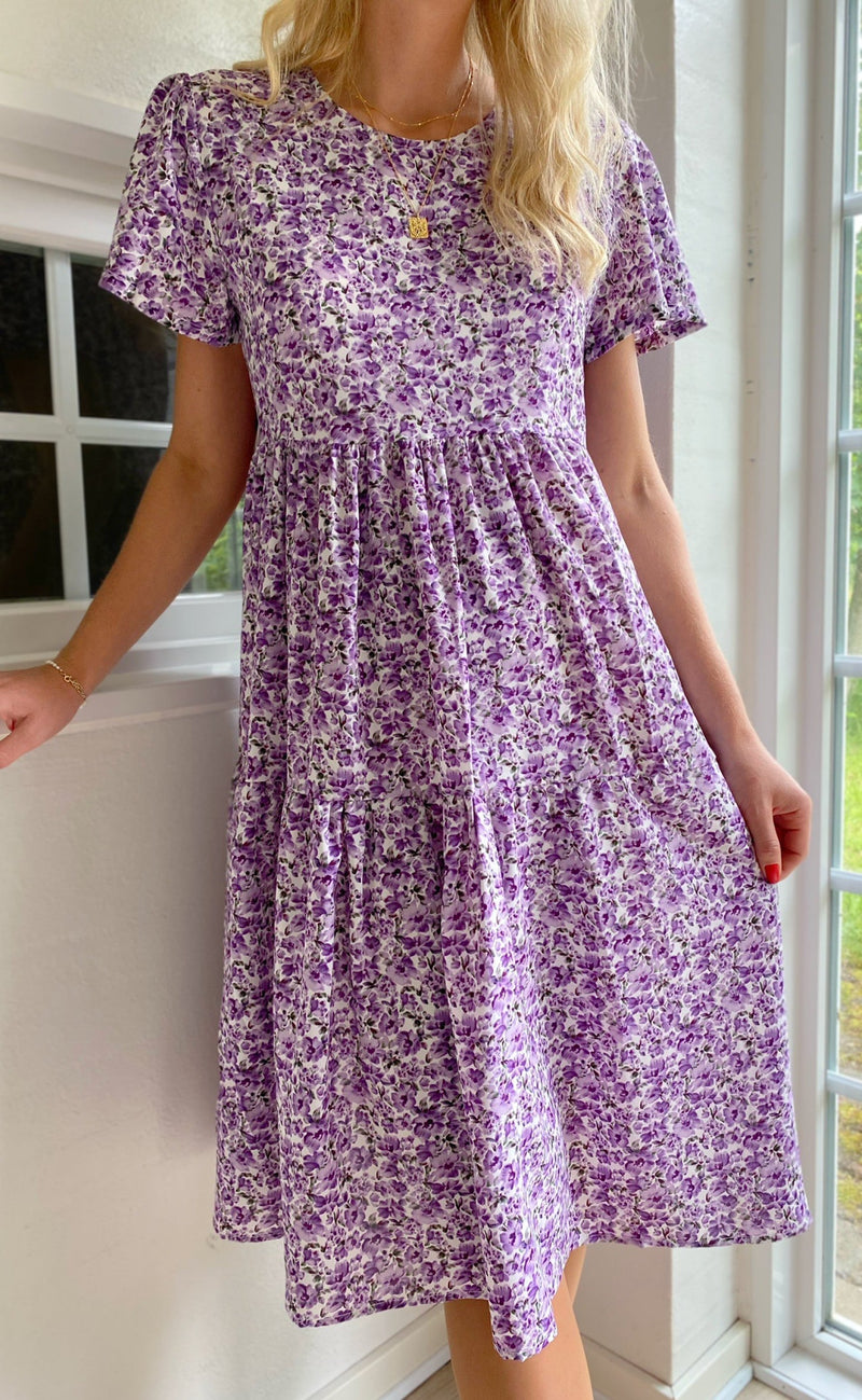 Say INA Copenhagen Kjole - Selma - Purple Flower