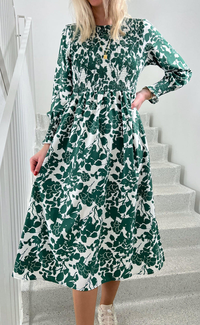 Say INA Copenhagen Kjole - Veronica - Green Flower