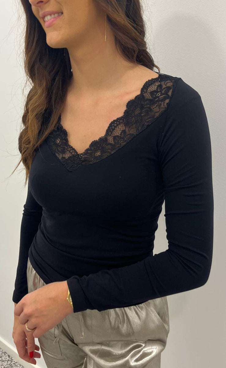 Tim & Simonsen Belen Rib V-Lace Top - Blu main image 0