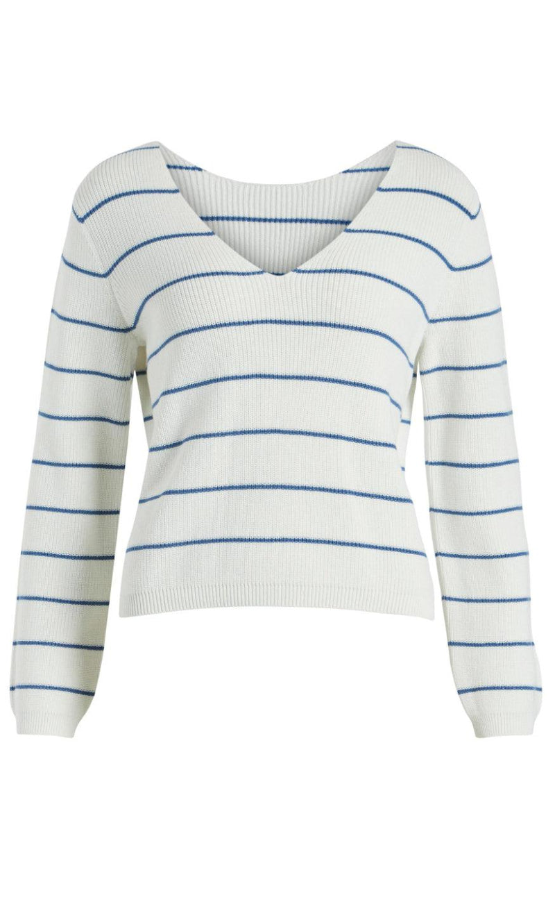 VILA Bluse - Chao - White Alyssum/Federal Blue