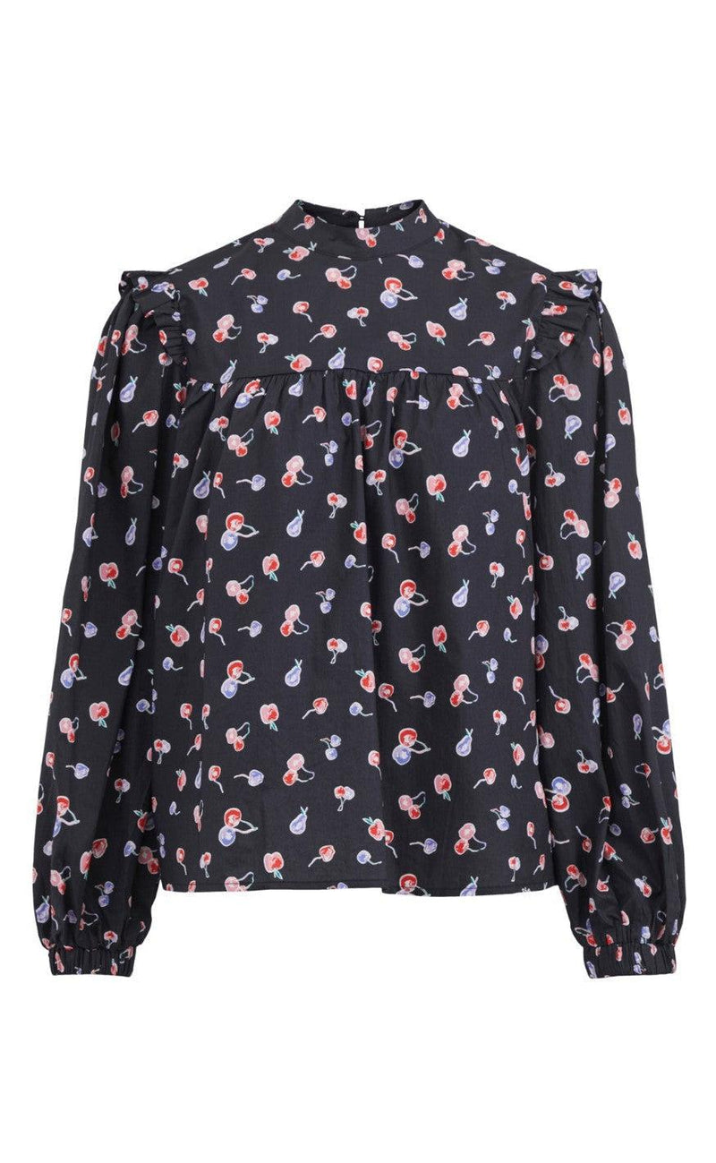 VILA Bluse - Cherry - Navy