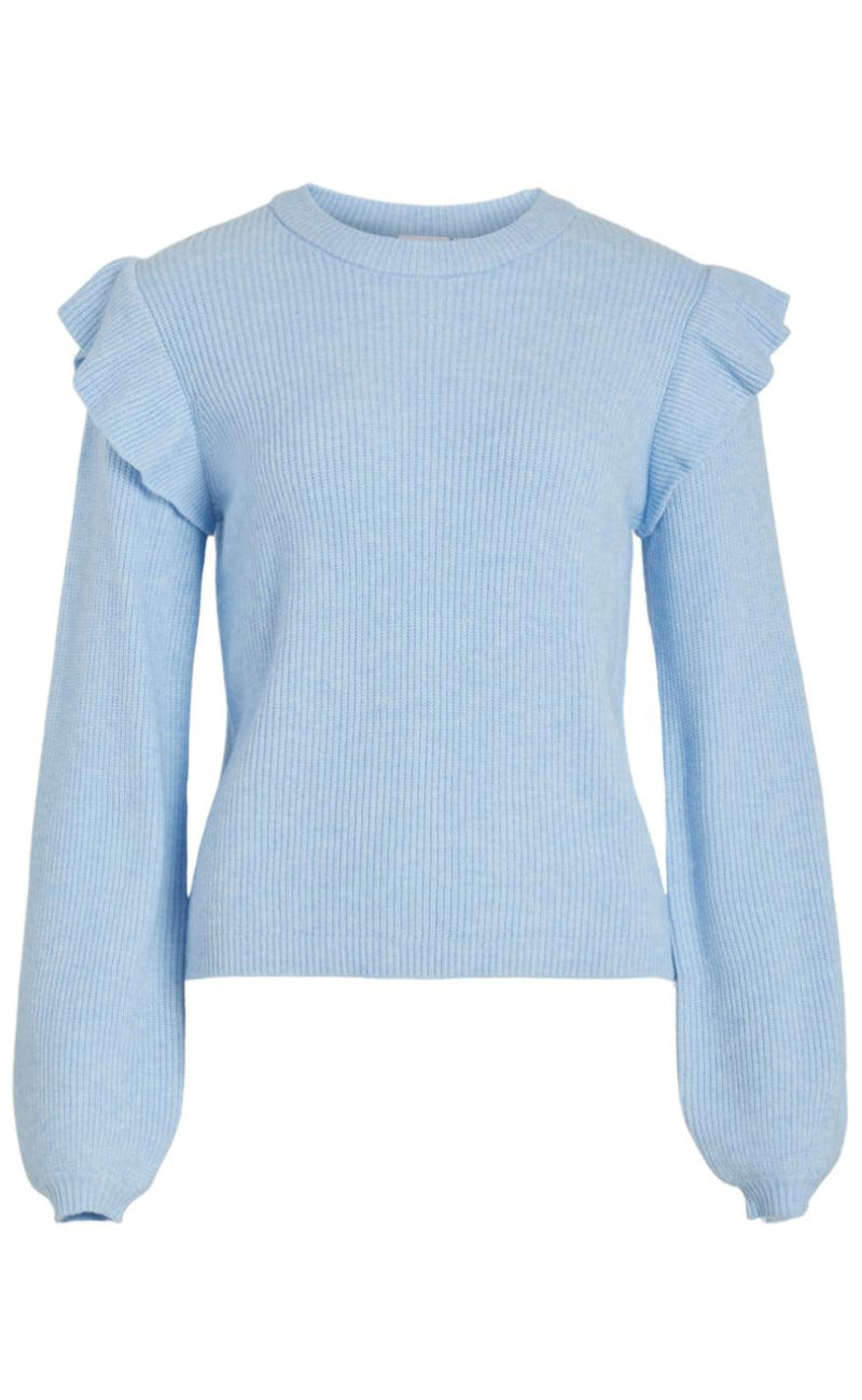 VILA Bluse - Ril Flounce - Kentucky Blue
