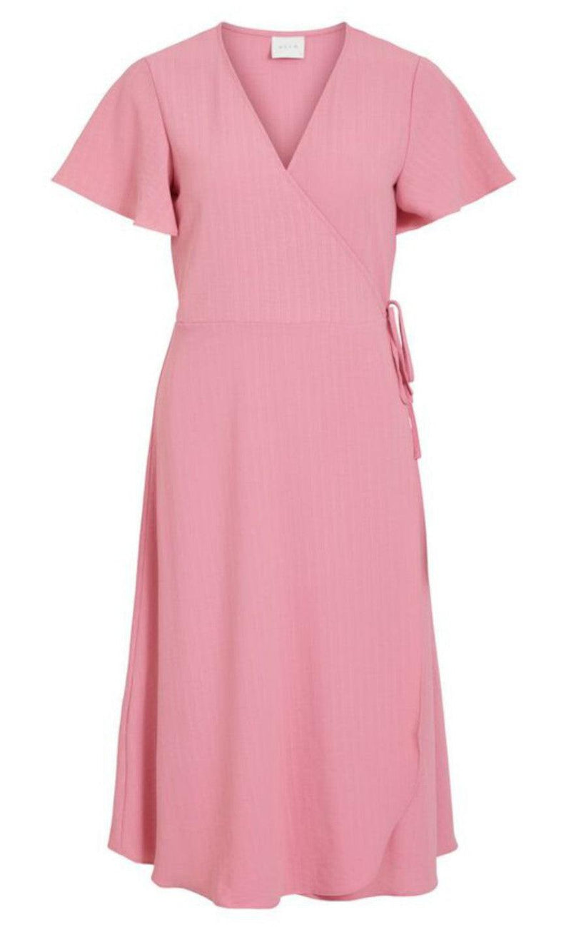 VILA Kjole - Lovie Wrap Midi - Wild Rose