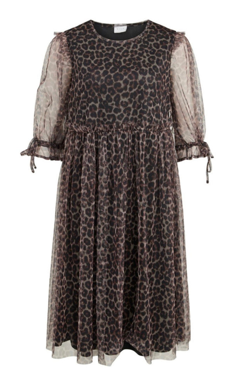 VILA Kjole - Maxima Sleve Mesh - Nomad