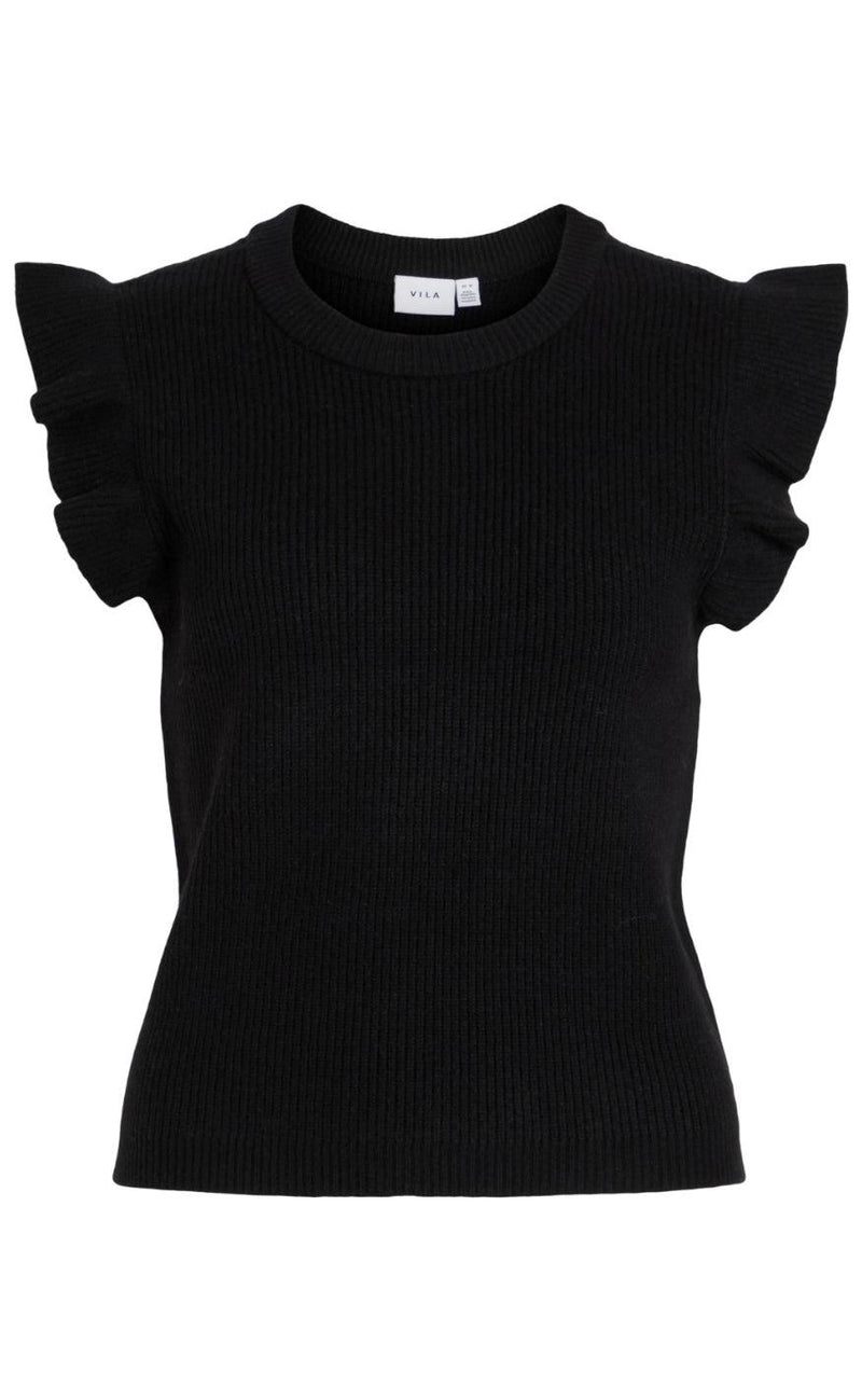 VILA Strikvest - Ril Flounce - Black