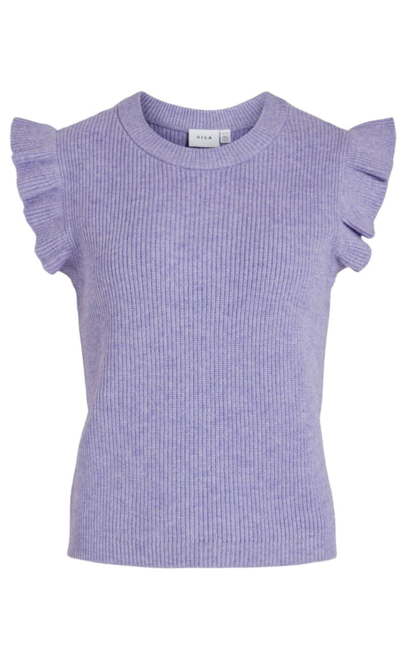 VILA Strikvest - Ril Flounce - Lavender
