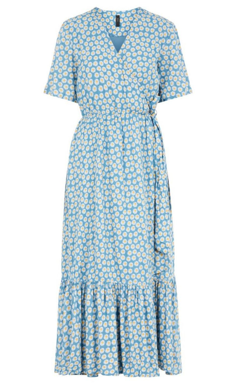 YAS DAISY LONG DRESS BLUE HEAVEN