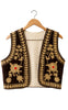 Say INA Copenhagen Vest - Abella - Dark Brown Velvet w. Yellow Flower Embroidery