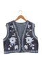 Say INA Copenhagen Vest - Abella - Dark Blue Velvet W. Light Blue Embroidery