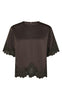 Neo Noir Top - Elle Heavy Sateen Lace - Dark Brown