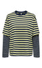 ONLY Bluse - Freja - Navy Blazer Shadow Green w. Thin Stripe