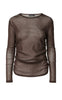 Pieces Bluse - Bobo Mesh - Hot Fudge/Black Dots