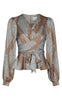 Neo Noir Bluse - Rista Paisley Drop - Dark Taupe/Light Blue