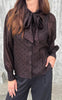 Say INA Copenhagen Skjorte - Nanna - Dark Brown w. Black Dots