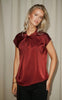 Neo Noir Bluse - Fleur Drapy Satin - Burgundy