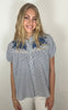 Continue Bluse - Camilla - Blue Stripe Blue Embroderi