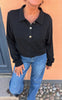 Say INA Copenhagen Bluse - Mira Polo - Black w. Gold Button