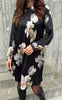 Say INA Copenhagen Kjole - Hazel - Black W. Flowers