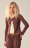 Maanesten Cardigan - Winter Pointelle - Brown