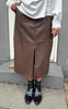 Say INA Copenhagen Nederdel - Simma Long - Dark Brown PU Leather