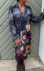 Say INA Copenhagen Kjole - Katiah LS - Dark Grey Watercolours W. Flowers