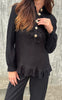 Say INA Copenhagen Bluse - Pia - Black Shimmer W. Gold Buttons