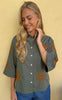 Continue Skjorte - Emilia - Green w. Brown Emb
