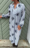 Say INA Copenhagen Kjole - Winnie New LS - Blue Striped W. Navy Flowers