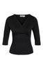 Noisy May Top - June 3/4 V-Neck - Black