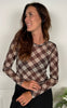 Black Colour Bluse - Kamma - Brown Tartan