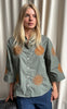 Continue Skjorte - Emilia - Green w. Brown Emb