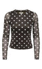 ONLY Bluse - Nova Mesh - Coffee Bean/White Dots