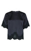 Neo Noir Top - Elle Heavy Sateen Lace - Midnight Blue